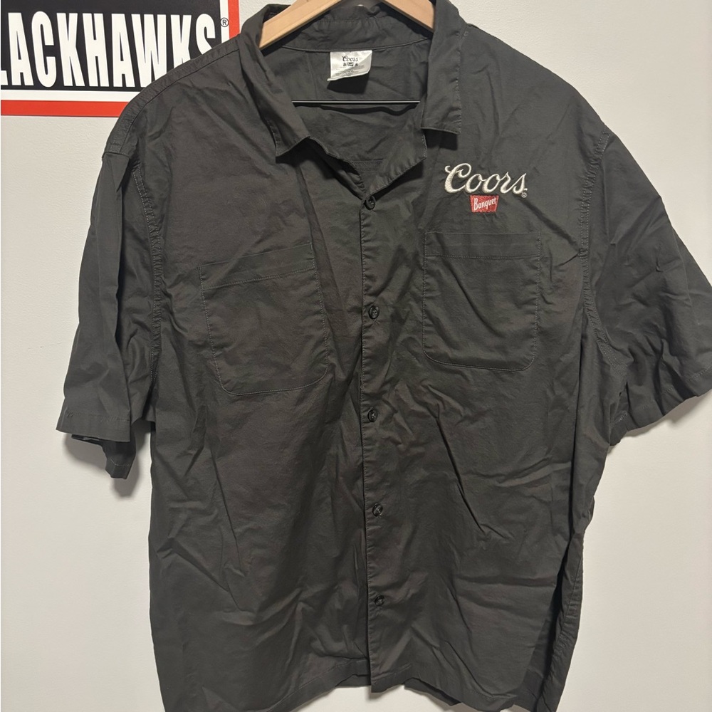 Coors Banquet Dark Gray Button Up Men's Shirt